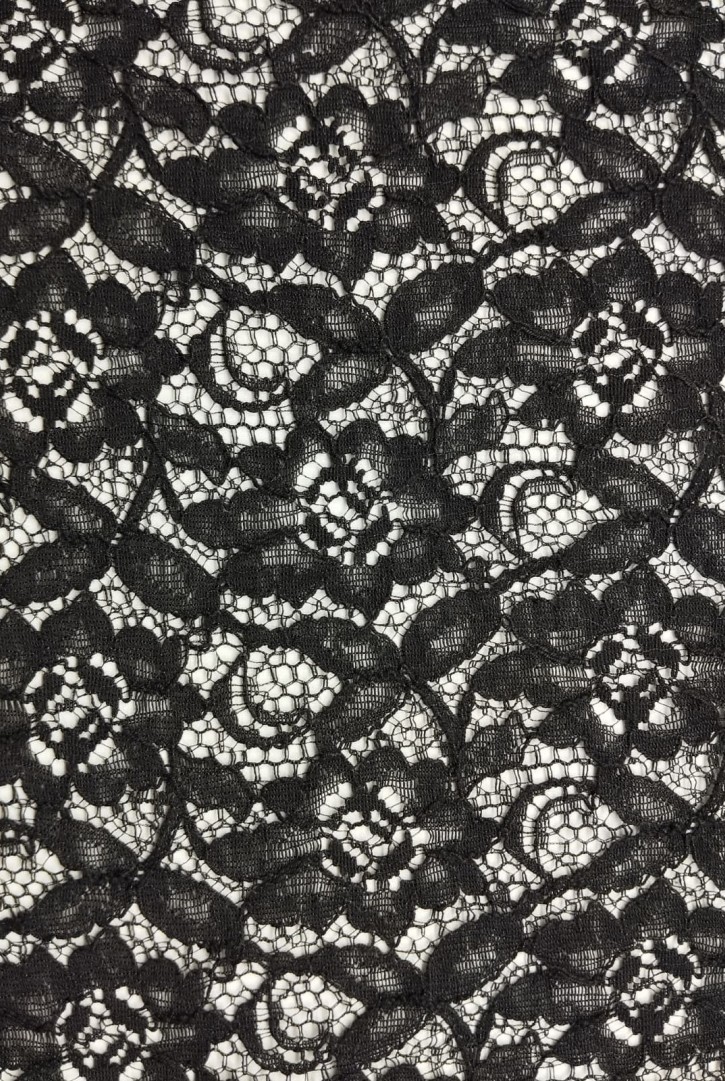 Siyah Pamuk Naylon Likrasız Dantel Kumaş