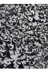 Siyah Flok Baskılı Tül Üzeri Polyester Dantel - 155 cm