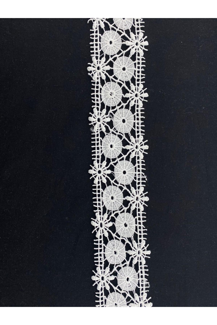 8020-METRE Beyaz Mat Polyester Güpür Bant, Yerli Brode