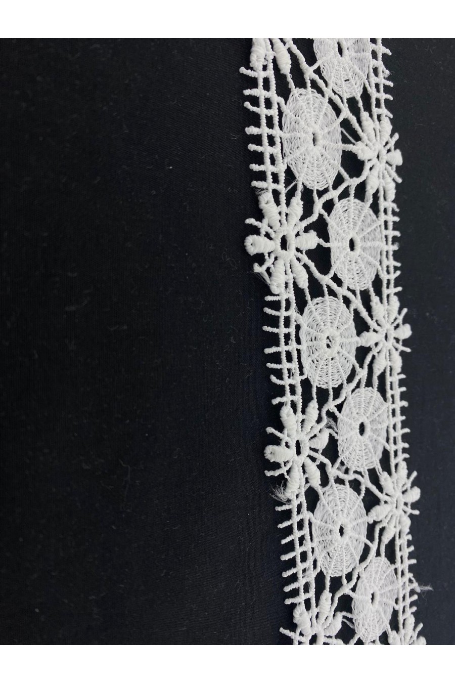 8020-METRE Beyaz Mat Polyester Güpür Bant, Yerli Brode