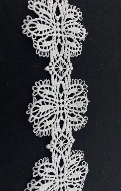 Beyaz Mat Polyester Güpür Brode Bant