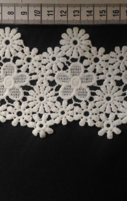 Siyah Mat Polyester Güpür Brode Bant, 4 cm