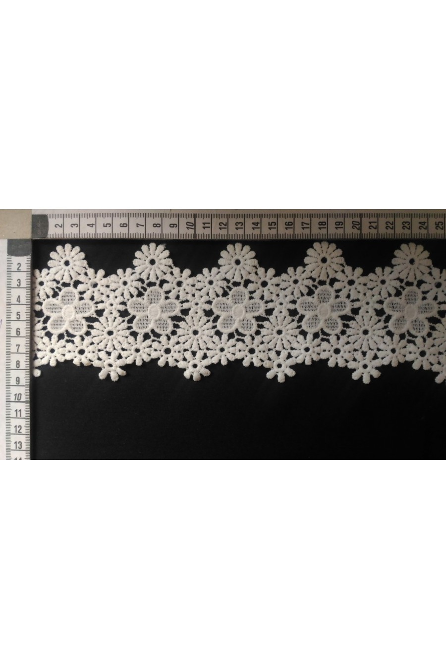 Siyah Mat Polyester Güpür Brode Bant, 4 cm