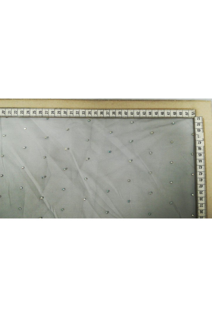 Siyah Taş İşlemeli Polyester Tül