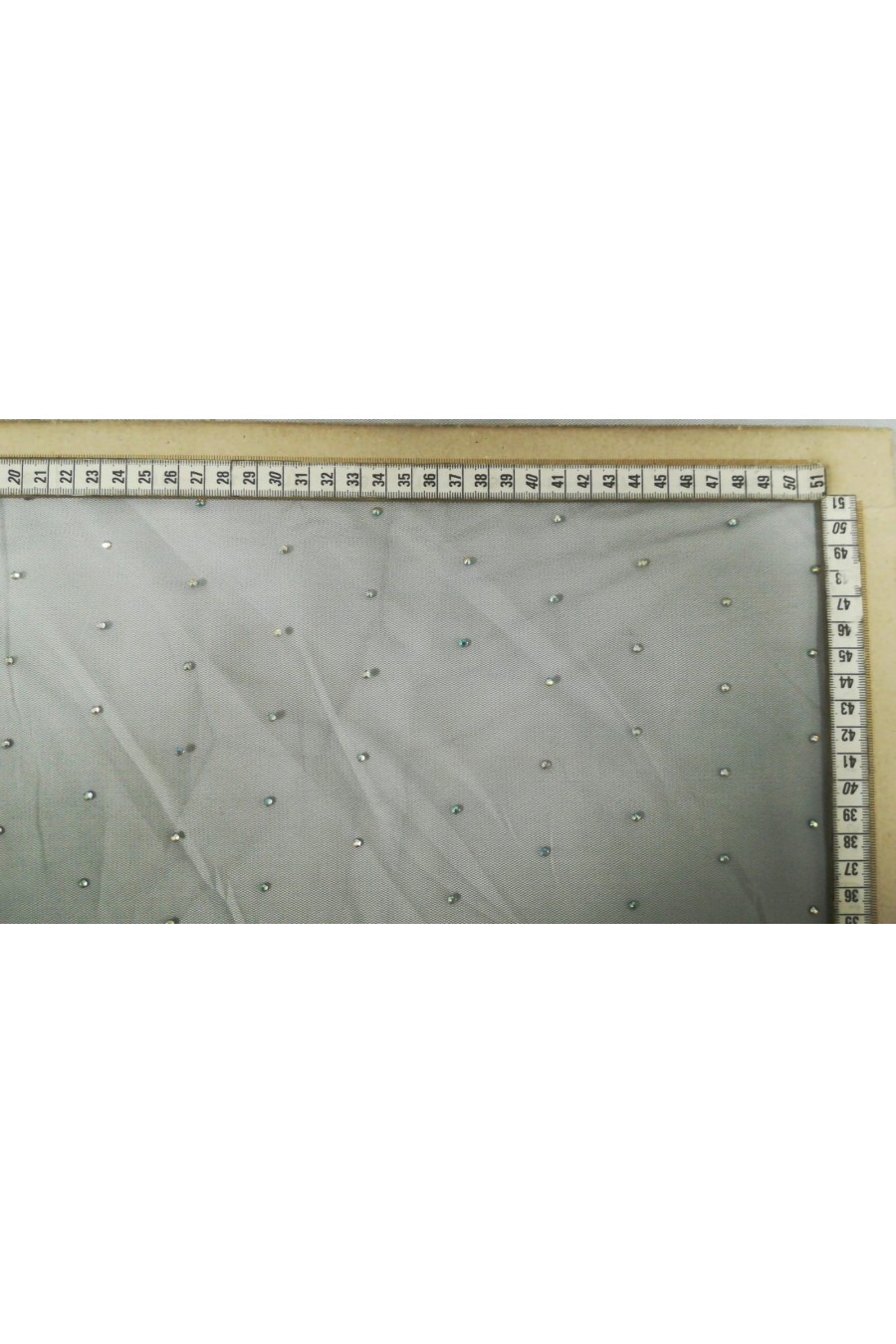 Siyah Taş İşlemeli Polyester Tül