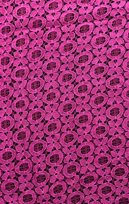 Fuşya Pamuk Polyester Likrasız Dantel Kumaş