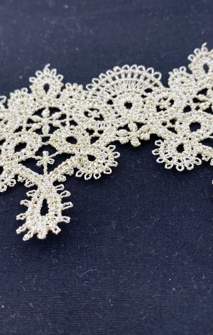 Simli Gold Lurex İşlemeli Güpür Brode Bant