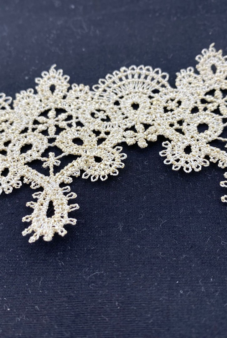 Simli Gold Lurex İşlemeli Güpür Brode Bant