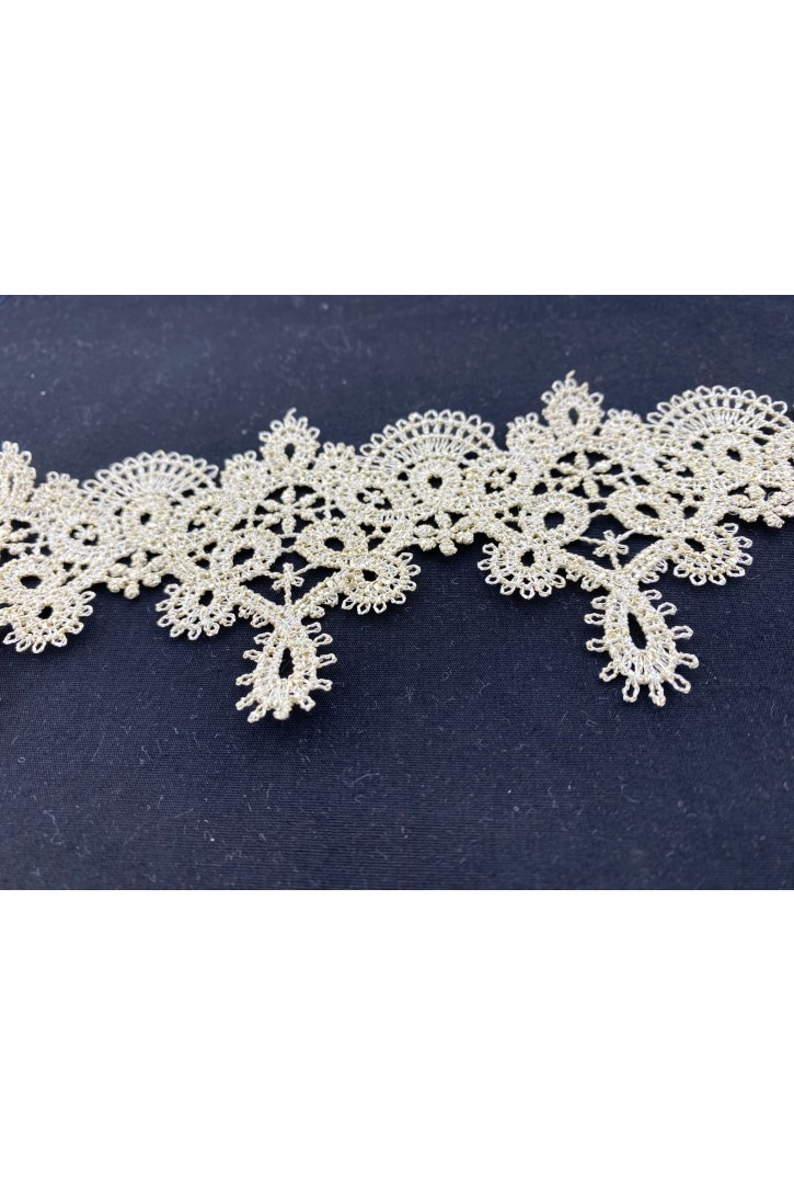 Simli Gold Lurex İşlemeli Güpür Brode Bant