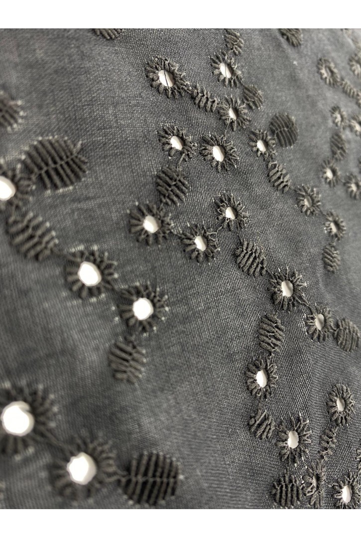 Siyah Pamuk Polyester Vual Brode - 130 cm