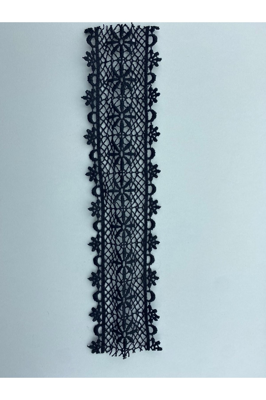 Parlak Siyah Güpür Brode Bant