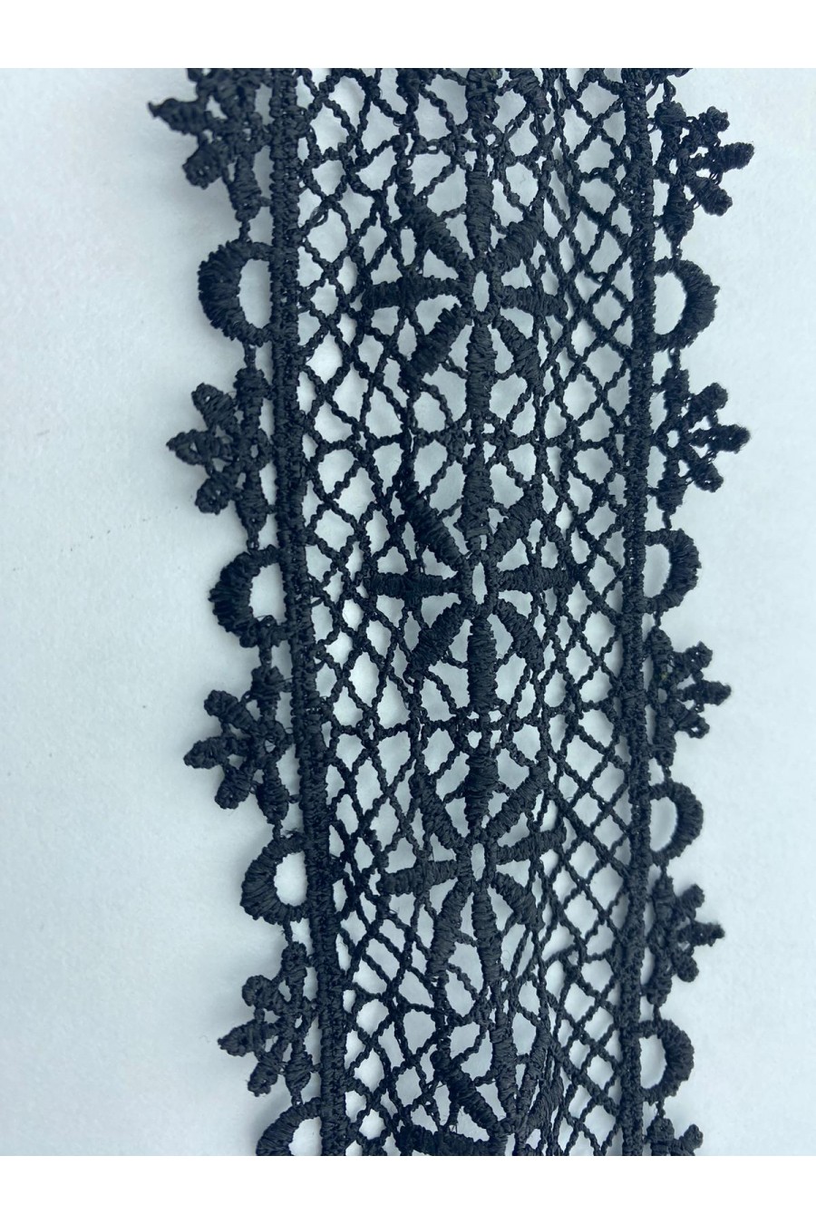 Parlak Siyah Güpür Brode Bant