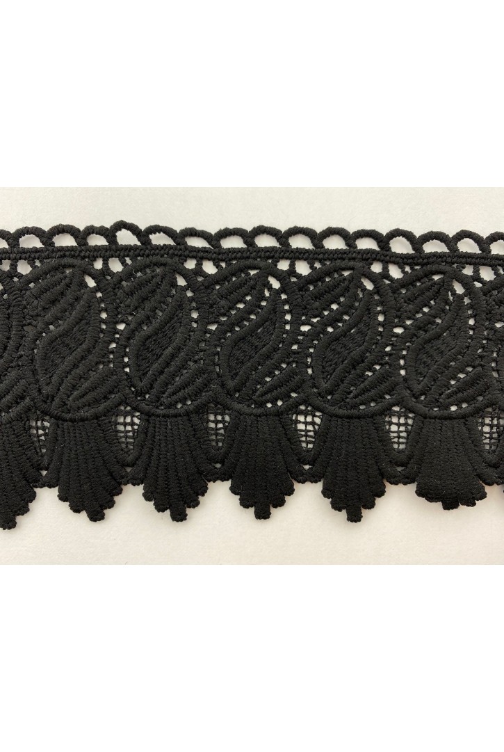 Siyah Renk 7,5 cm Mat Polyester İthal Güpür Bant