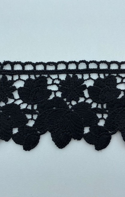 6 cm Siyah İthal Mat Güpür Bant