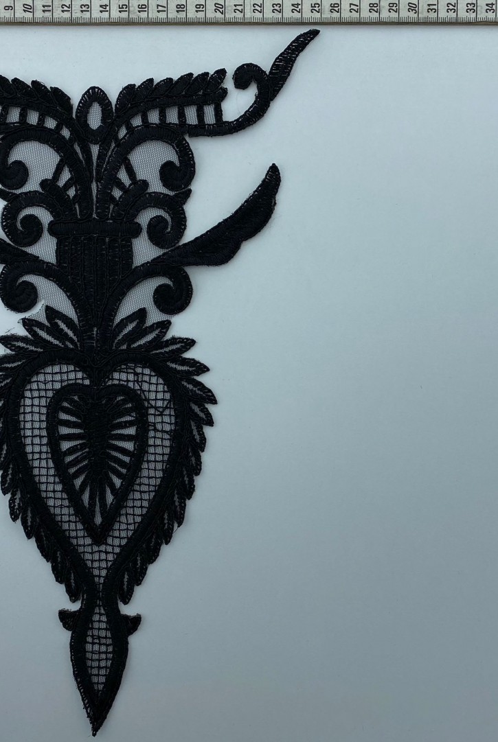 Yaka Aplik – Siyah Polyester Brode