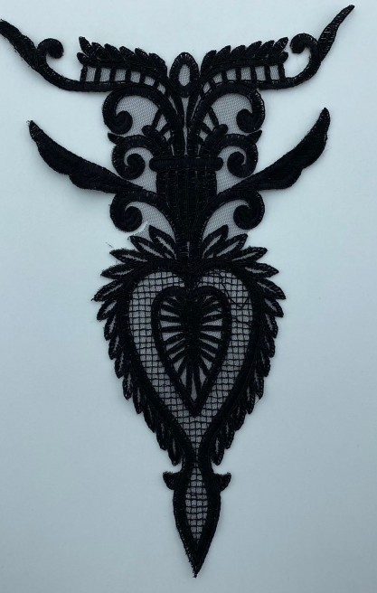 Yaka Aplik – Siyah Polyester Brode