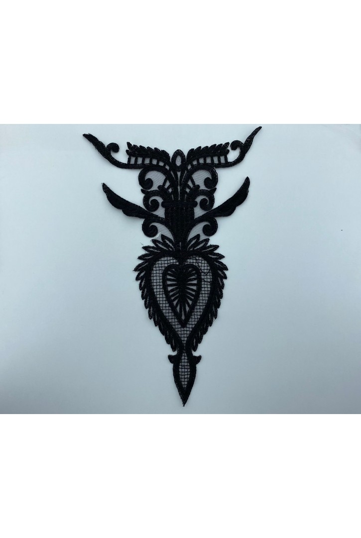 Yaka Aplik – Siyah Polyester Brode