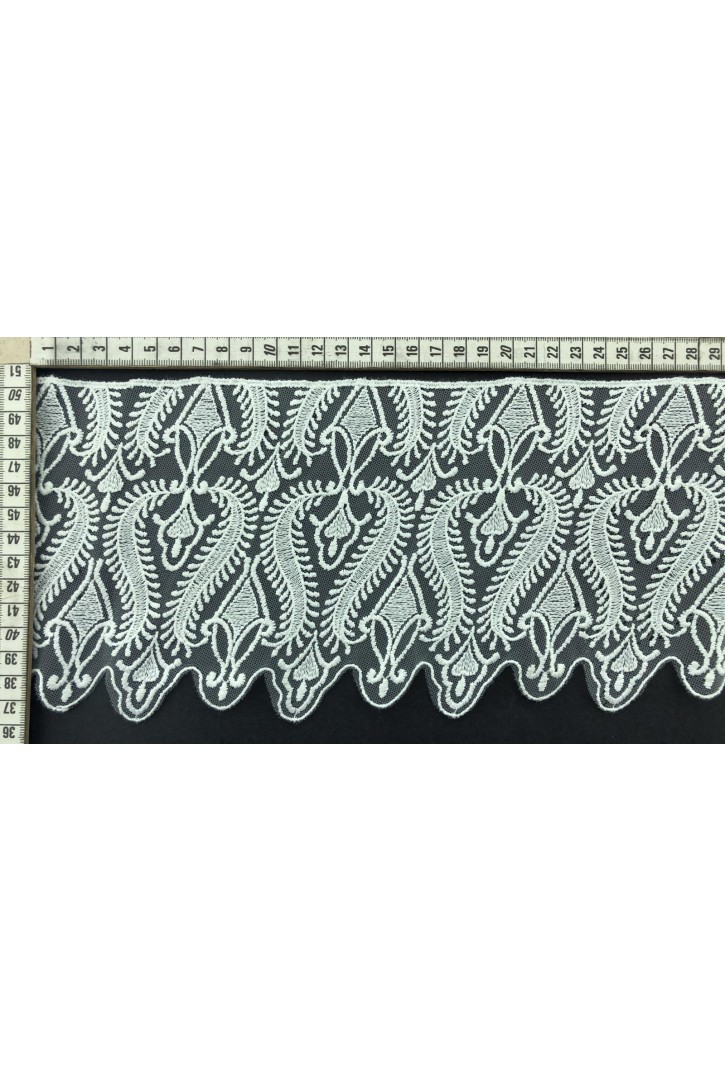 15 cm Ham Mat Polyester Tül Üzeri Brode Bant