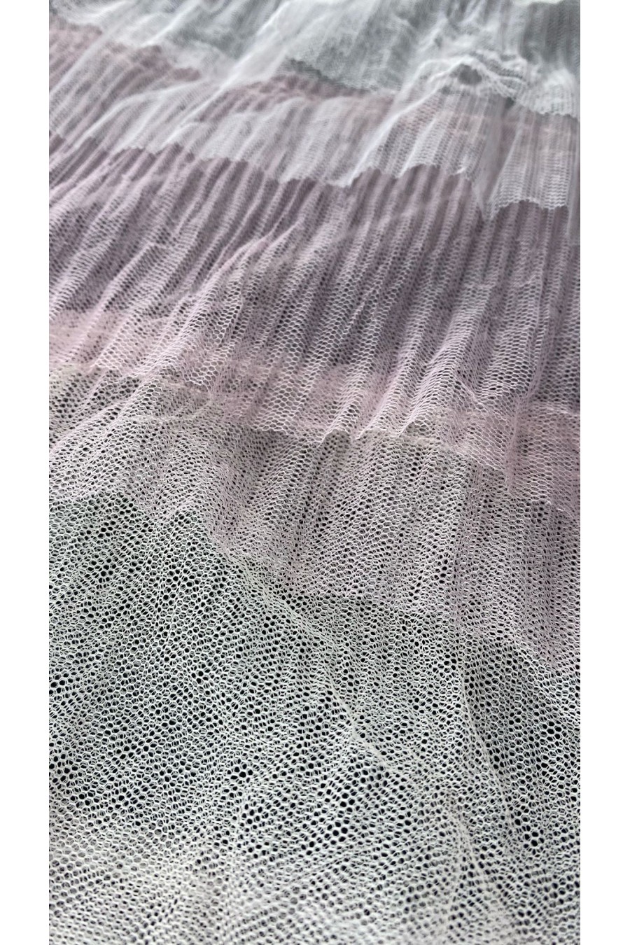 10589-METRE 15 Sıralı Renkli Fırfırlı Tül Kumaş - 130 cm