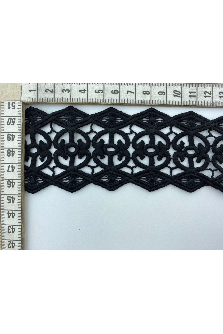 Siyah 5 cm Genişliğinde İthal Mat Güpür Brode Bant