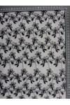 Siyah Pamuk Polyester Tül Üzeri Brode Kumaş