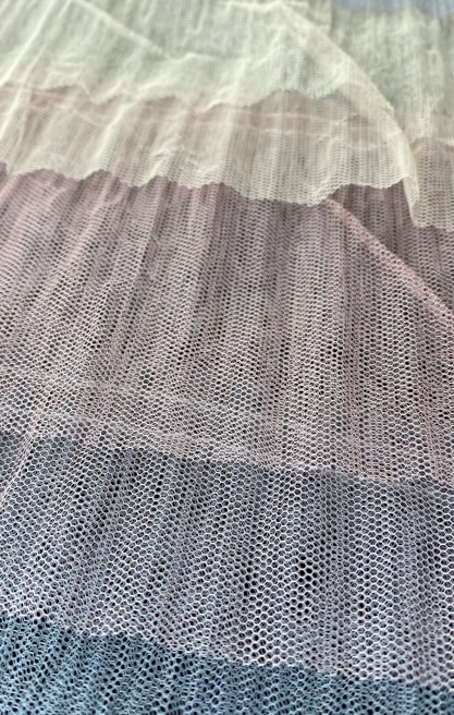 15 Sıralı Fırfırlı Renkli Naylon Tül Kumaş, 150 cm