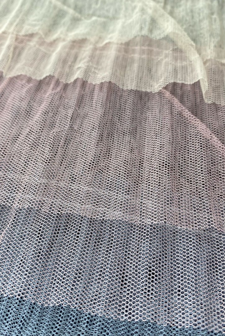 15 Sıralı Fırfırlı Renkli Naylon Tül Kumaş, 150 cm