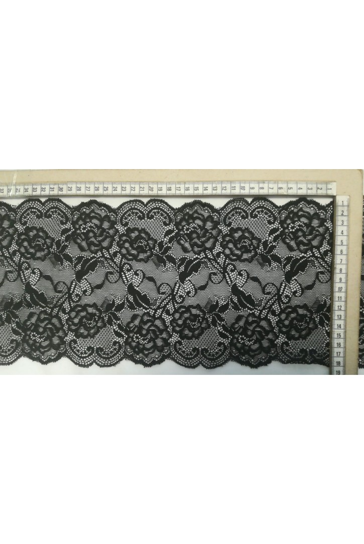 Siyah Polyester Yerli Dantel Bant - 17 cm