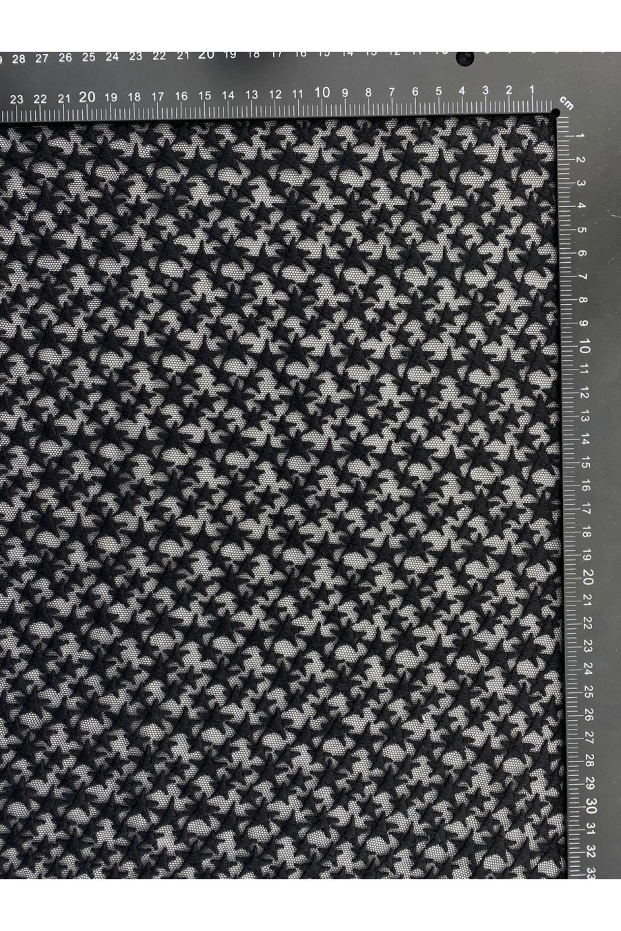 Siyah Pamuk Tül Üzeri Brode Kumaş