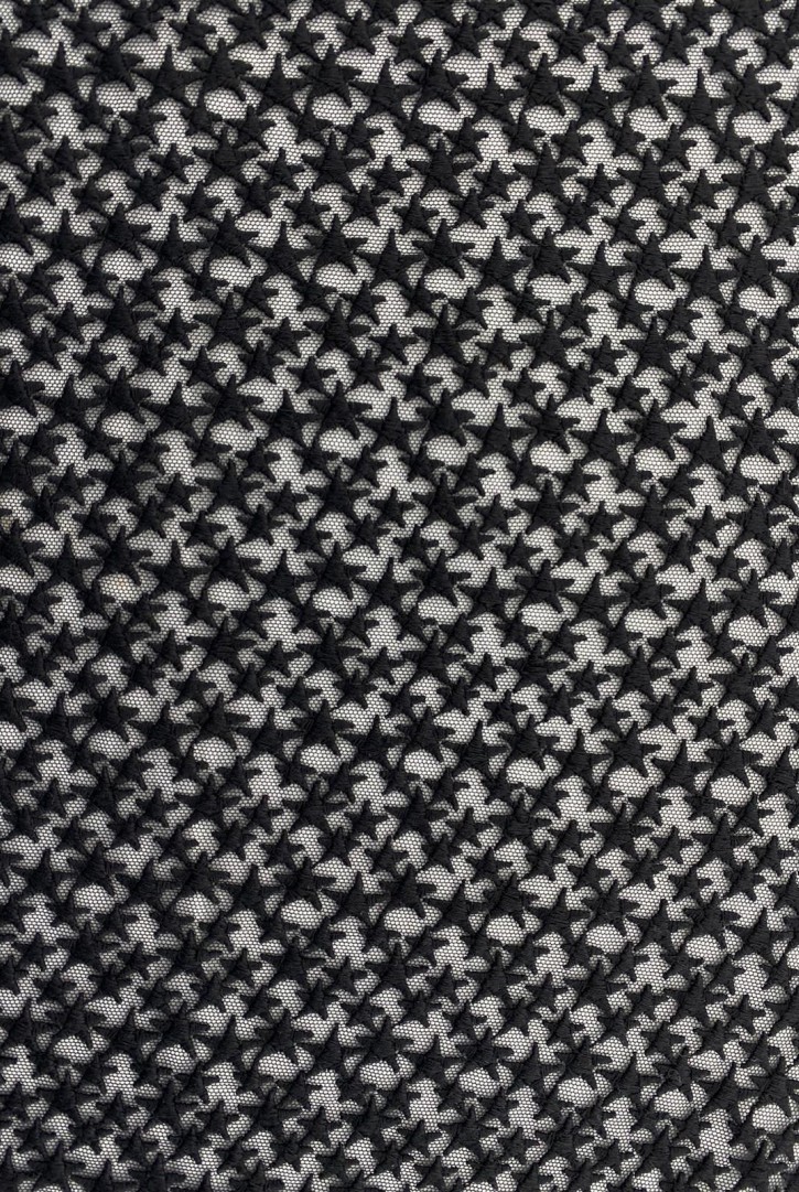 Siyah Pamuk Tül Üzeri Brode Kumaş