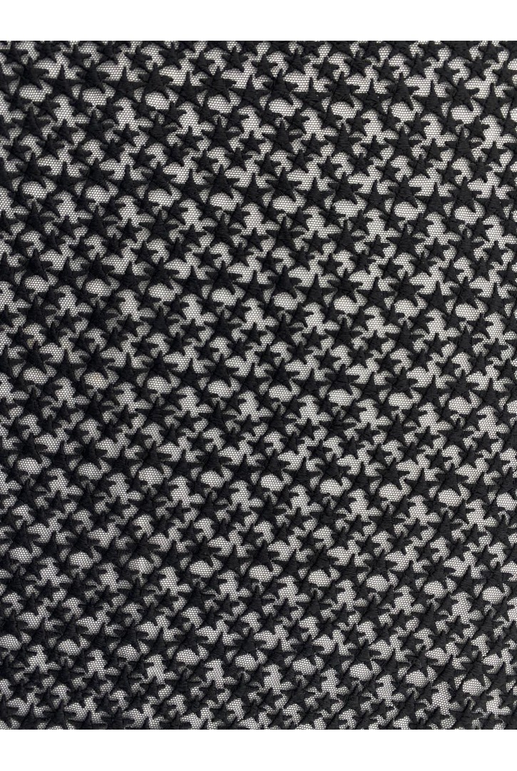 Siyah Pamuk Tül Üzeri Brode Kumaş