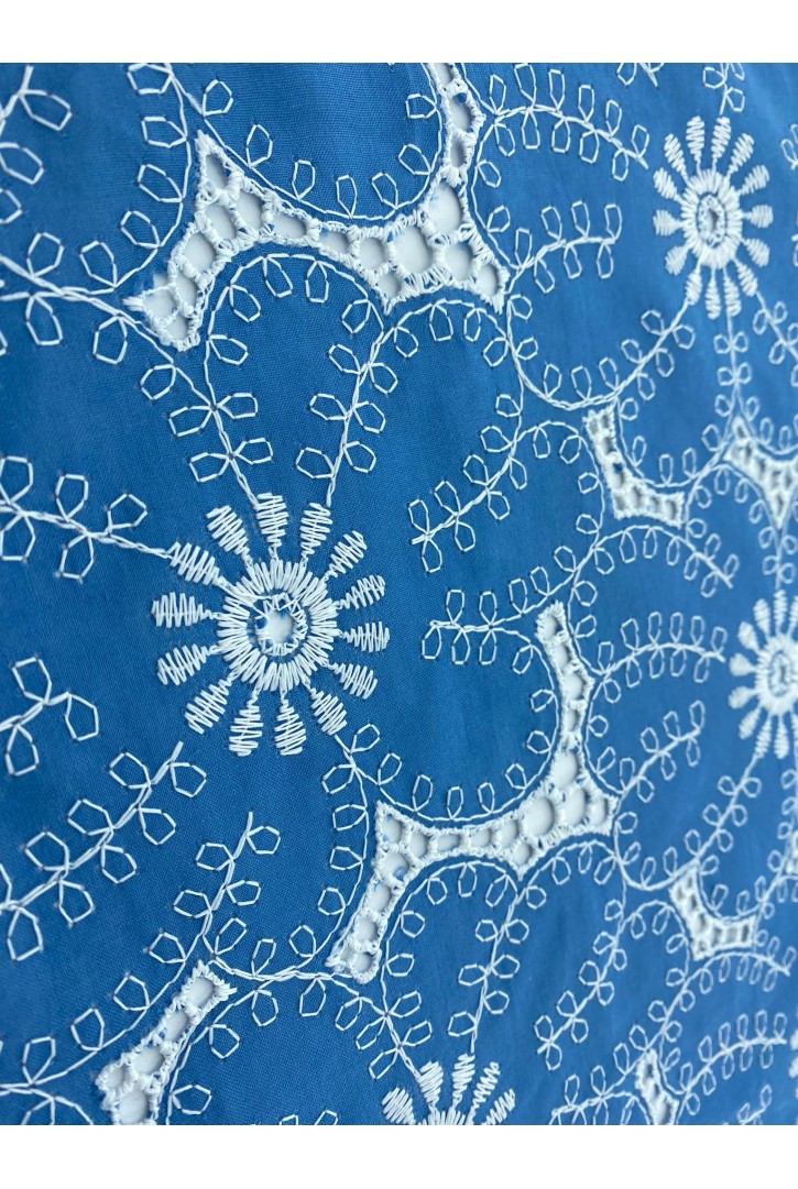 21641 BRODE/YERLİ/VUAL/LEZ/PAMUK POLYESTER/MAVİ ZEMİN/BEYAZ İP/153 CM