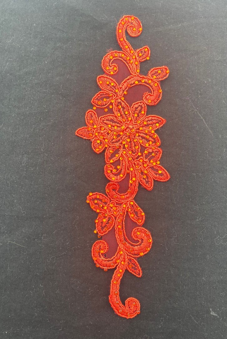 3234 BRODE/APLİK/POLYESTER/KORDLU/TAŞLI/AÇIK KIRMIZI