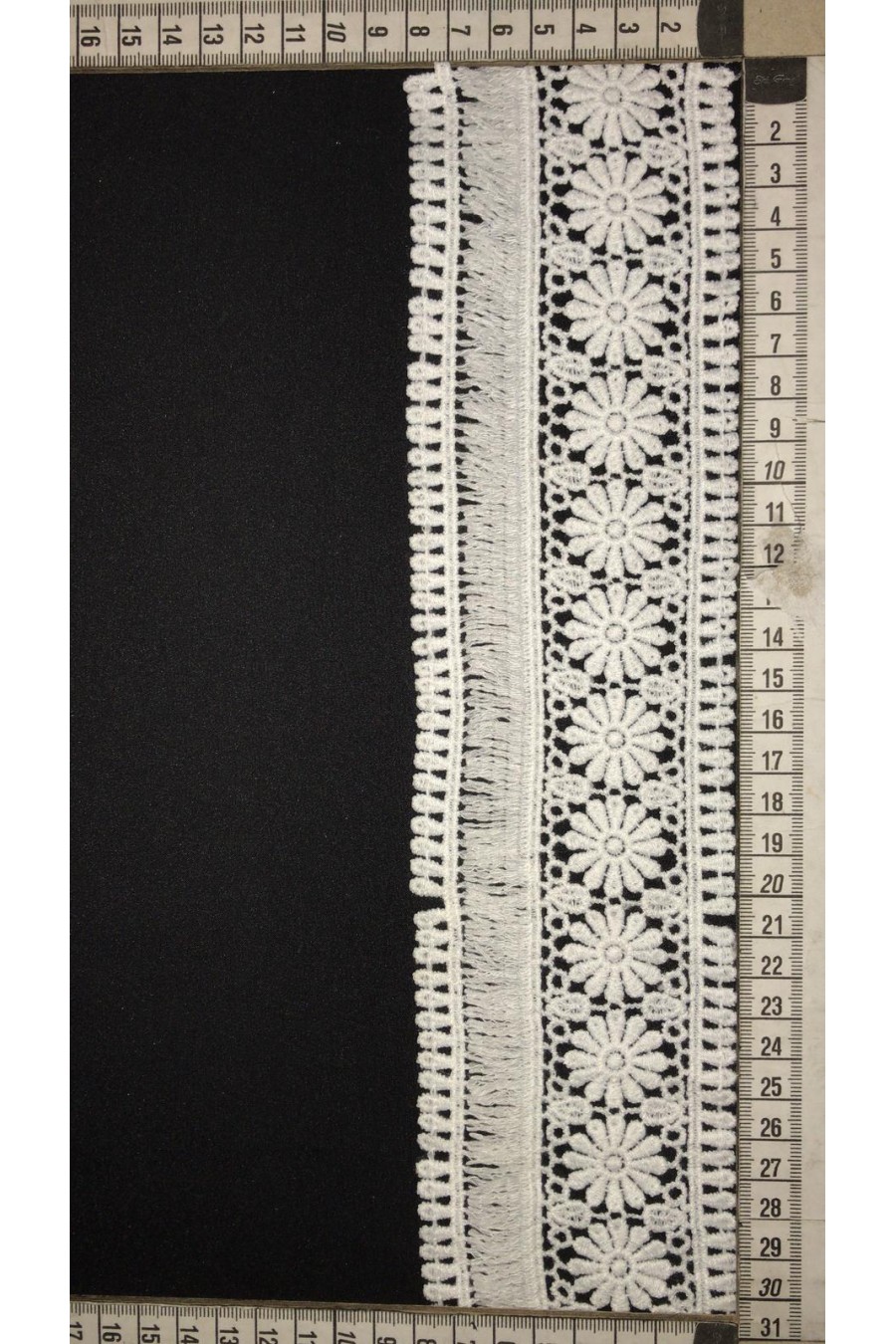 Siyah İthal Mat Polyester Güpür Brode Bant