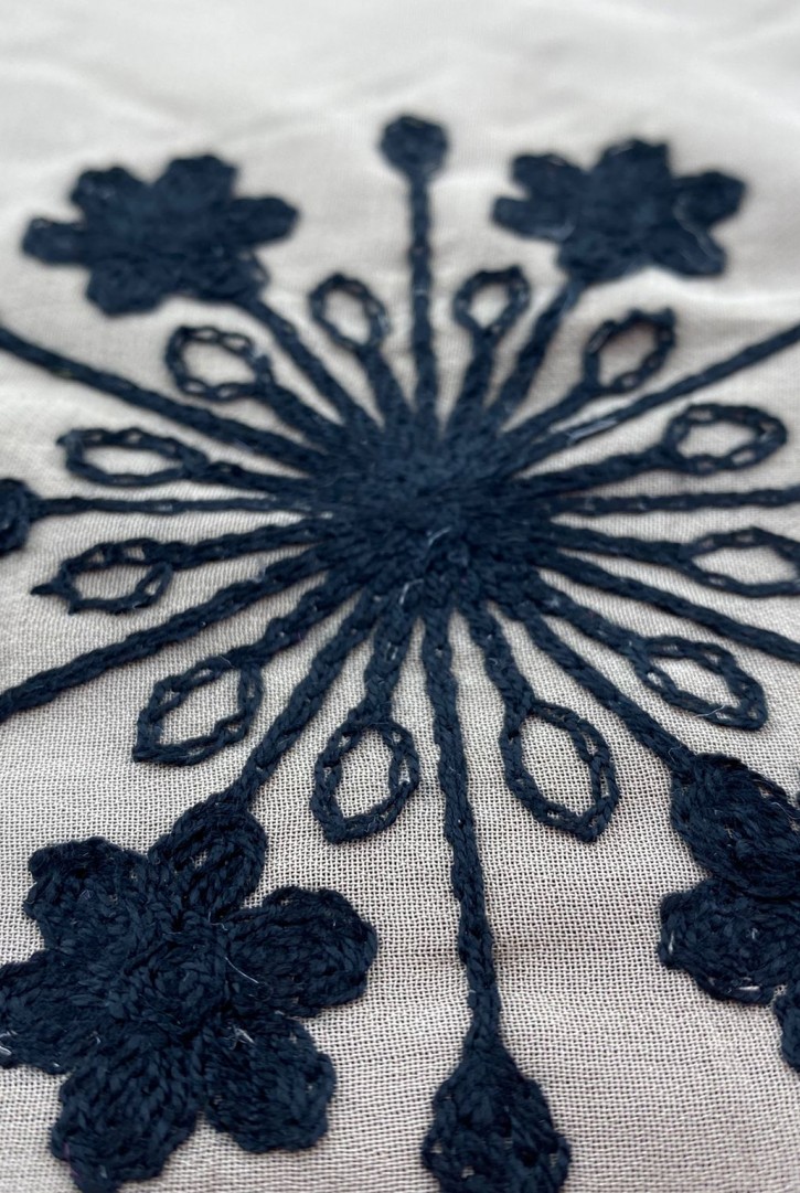 Sütlü Kahve Zemin Siyah İplikli Brode