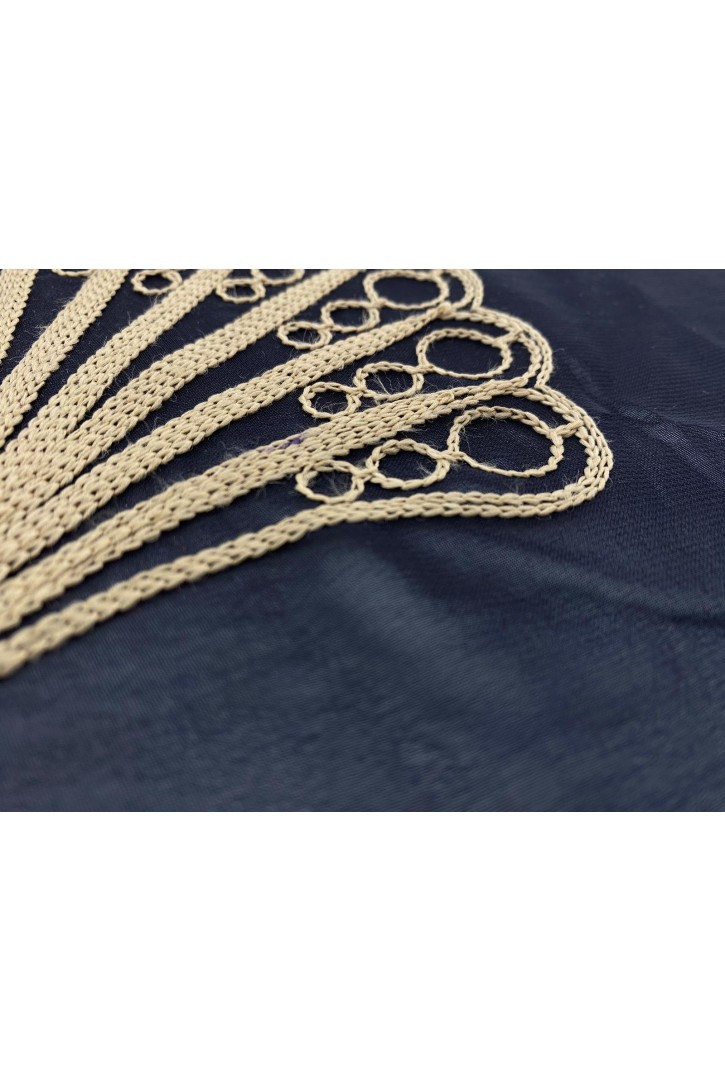 Siyah Zemin Üzeri Bej Nakışlı Şifon Brode, Yerli