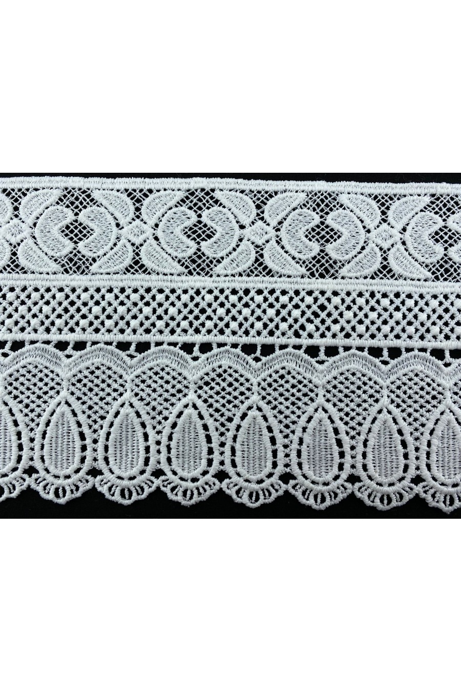 9205-METRE Fikslenmiş Ham Güpür Brode Bant, 14.5 cm