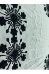 Siyah İpli Krem Zemin Şifon Üzeri Polyester İthal Brode, Tek Su Yolu