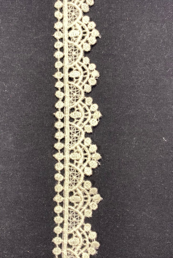 Ham Pamuk Güpür Bant | 3 cm Yerli Brode Kumaş