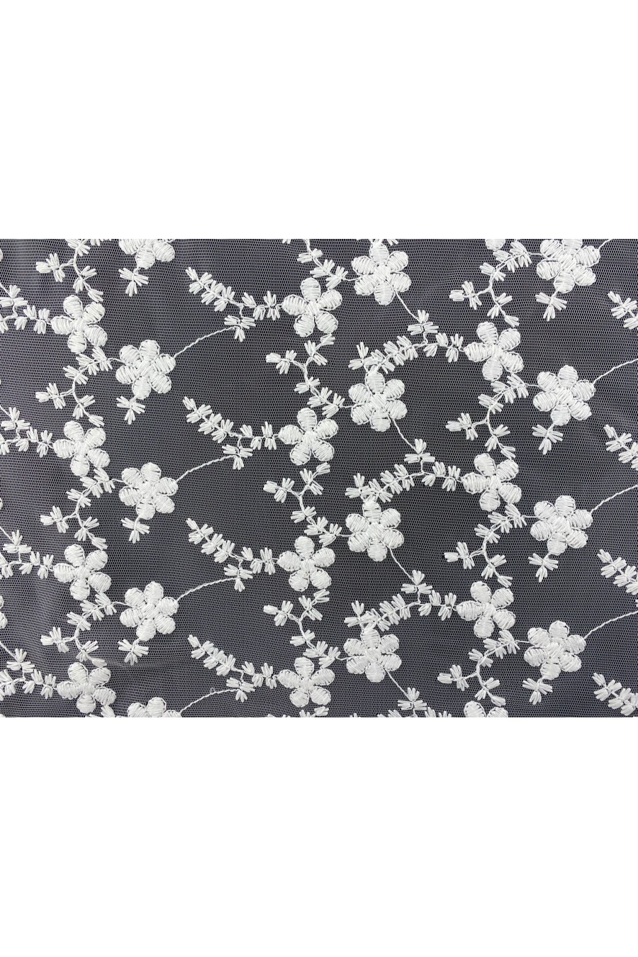 2911-METRE Beyaz Pamuk Polyester Brode, Tül Üzeri