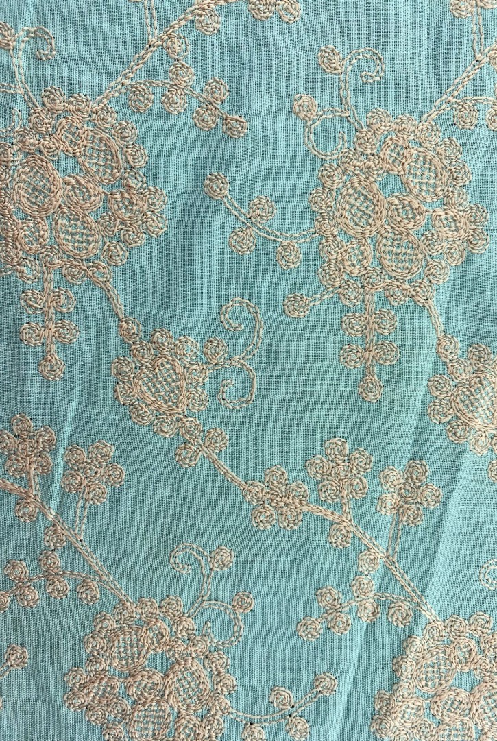 13997 BRODE/YERLİ/LEZ/VUAL/PAMUK POLYESTER/TURKUAZ ZEMİN/BEJ İP/150 CM