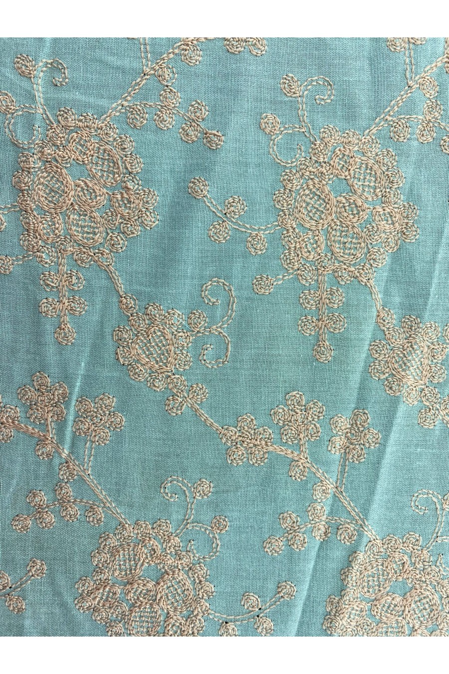 13997 BRODE/YERLİ/LEZ/VUAL/PAMUK POLYESTER/TURKUAZ ZEMİN/BEJ İP/150 CM