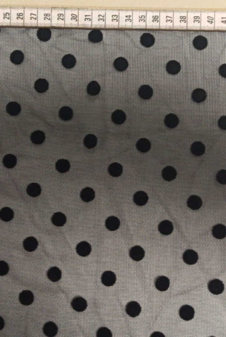 11153 TÜL ÜZERİ/YERLİ/LEZ/POLYESTER/FLOK BASKLI/SİYAH