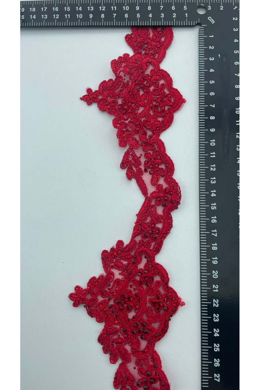 2994 BRODE/İTHAL/APLİK/POLYESTER/KORDLU/TAŞLI/KIRMIZI