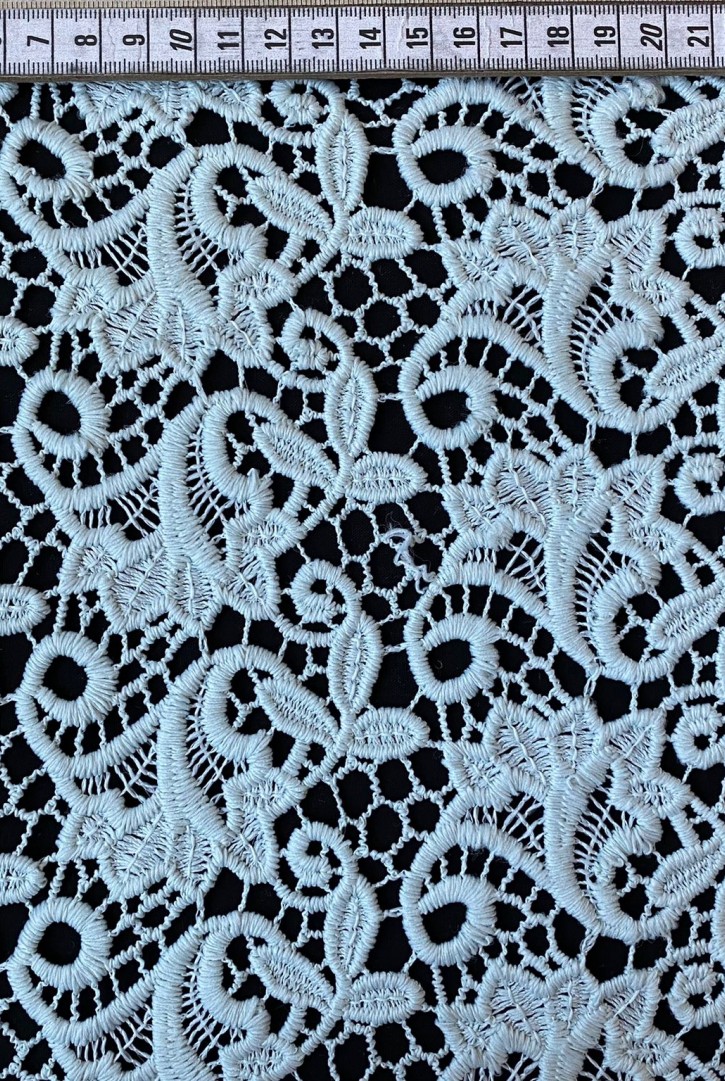 Su Yeşili Güpür Brode, Mat Polyester, Yerli