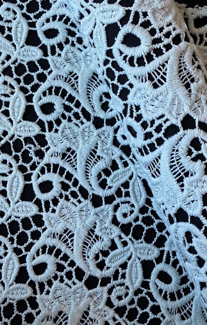 Su Yeşili Güpür Brode, Mat Polyester, Yerli