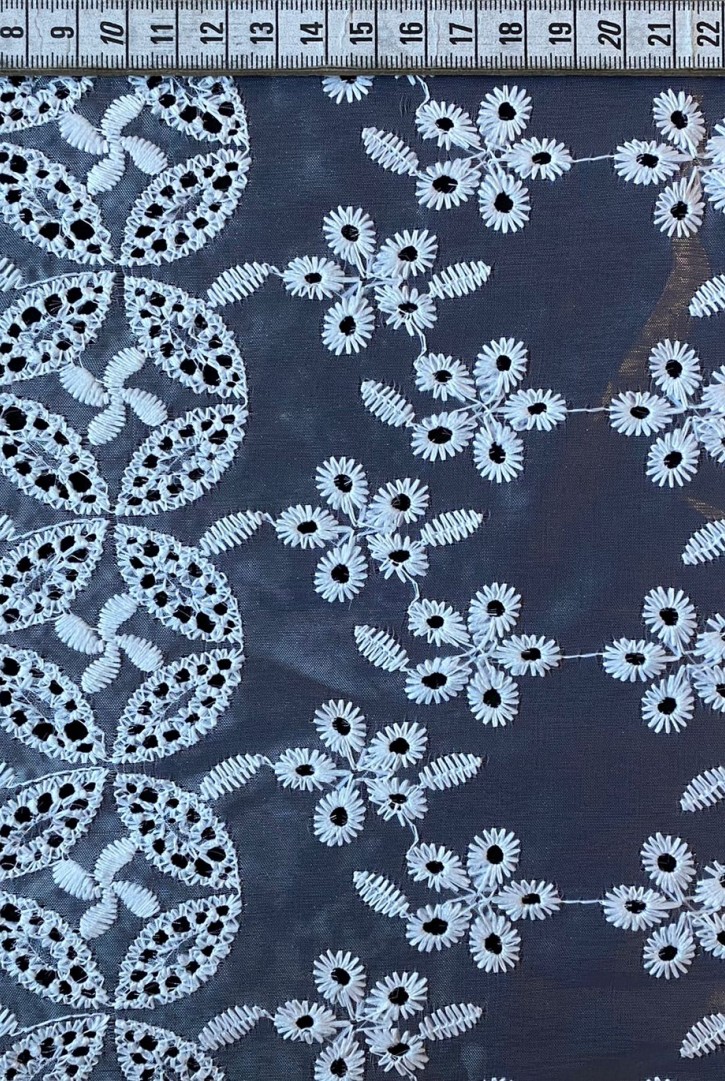 Brode Yerli Lez Organze Bohrerli Beyaz