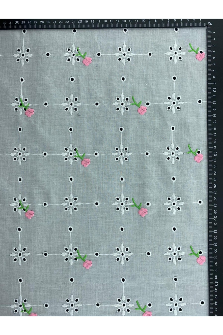 Pembe-Yeşil Çiçek Nakışlı Vual Brode