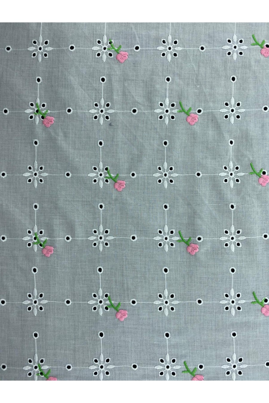 Pembe-Yeşil Çiçek Nakışlı Vual Brode