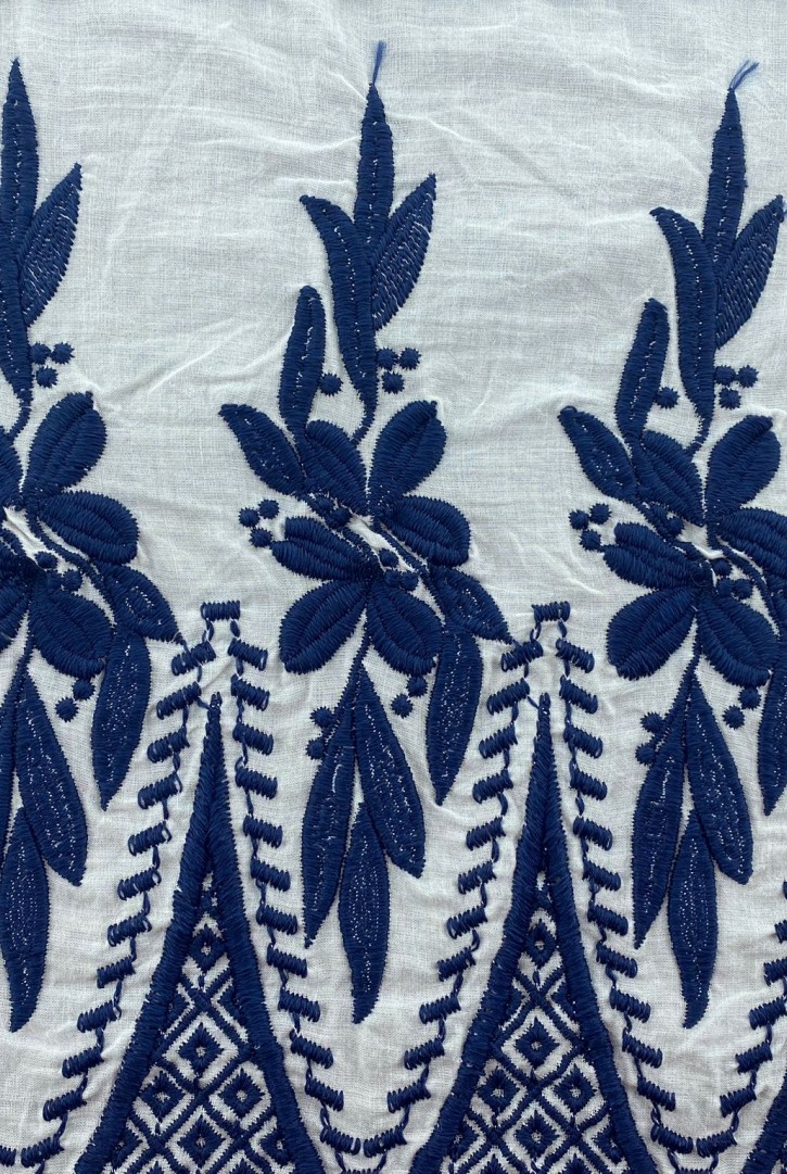 Lacivert İplikli Pamuk Vual Brode, Kasar Zemin